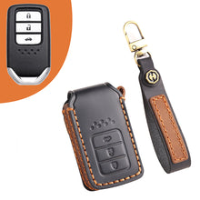 Load image into Gallery viewer, Genuine Leather Key Fob Cover for Honda Accord, Civic, CR-V, HR-V, and Pilot Models