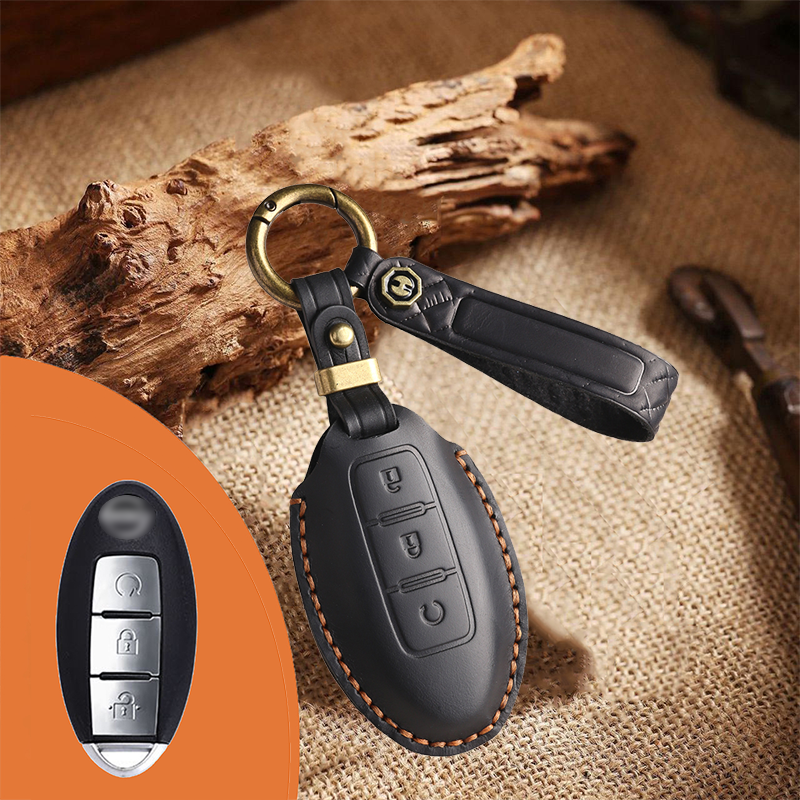 Genuine Leather Key Fob Cover for Nissan (3-5 Button)