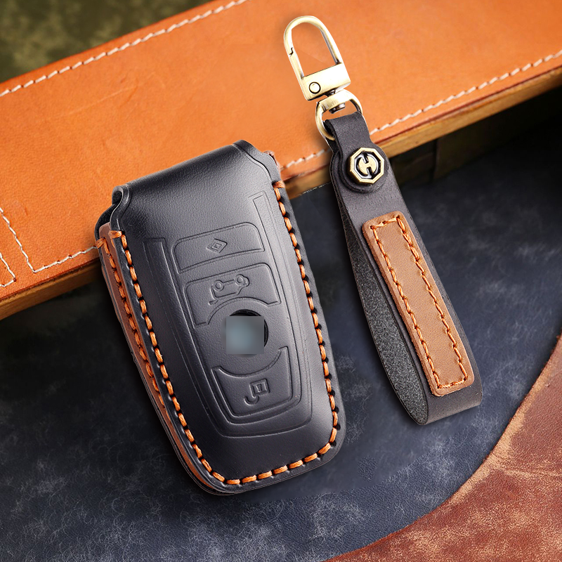 Genuine Leather Key Fob Cover for BMW 3, 5, and 7 Series, X1, X2, X3, X4, X5, X6, X7, and Other Models