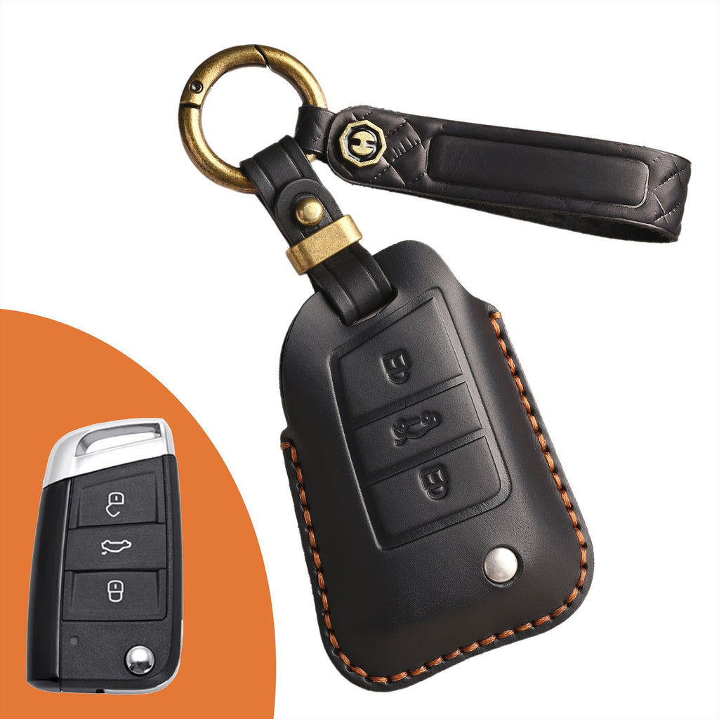 Vintage Handmade Luxury Leather Key Fob For All Volkswagen Models