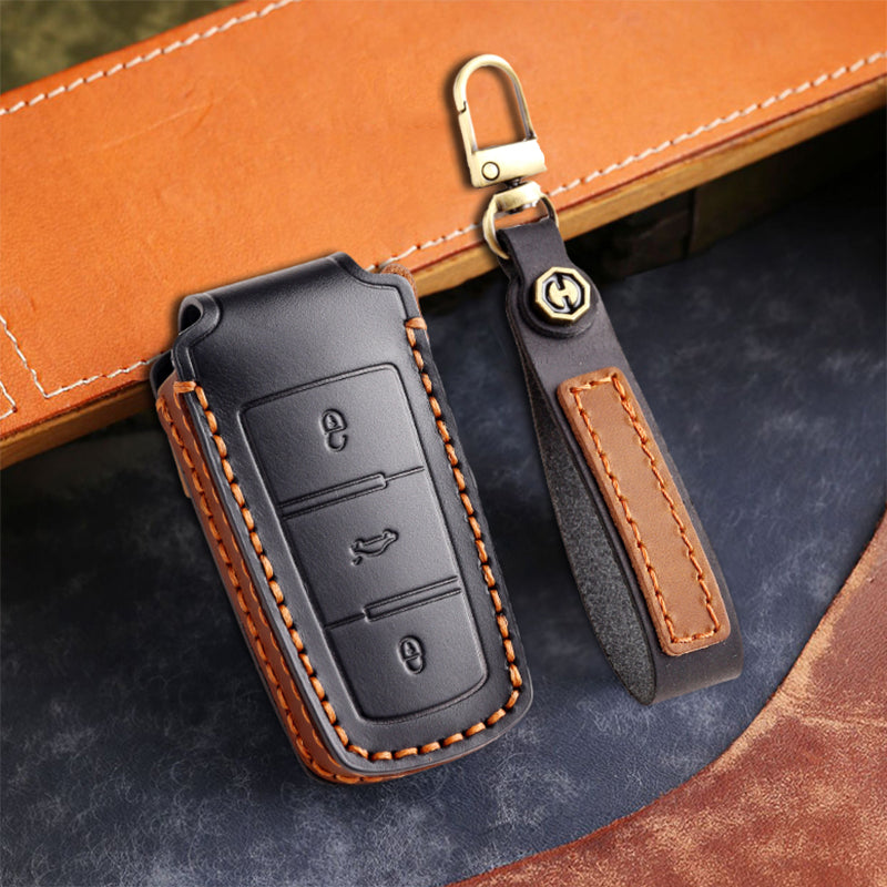 Genuine Leather Key Fob Cover for All 3-Button Volkswagen Key Fobs