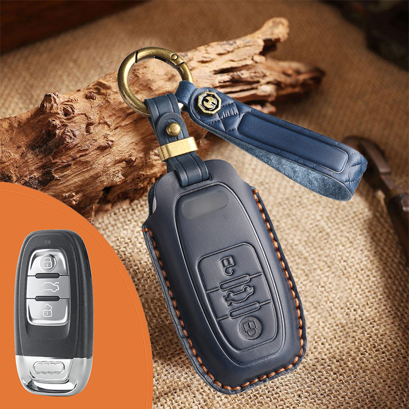 Genuine Leather Key Fob Cover for Audi