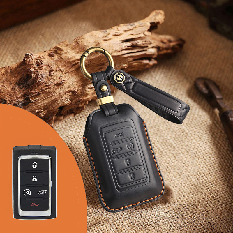 Genuine Leather Key Fob Cover for Jeep