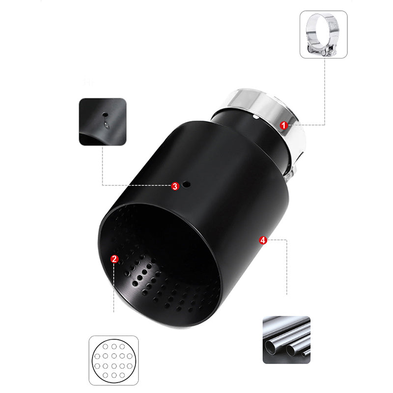 4 Inch Stainless Steel Exhaust Tip Matte Silver or Black Honeycomb Design Universal Bolt-On