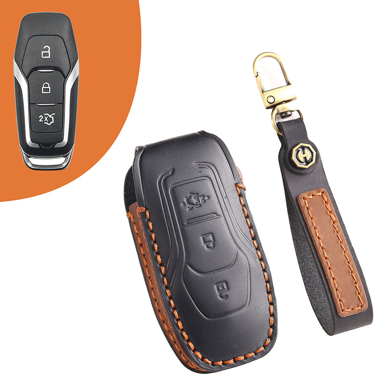 Genuine Leather Key Fob Cover for Ford Series (3-5 Buttons)