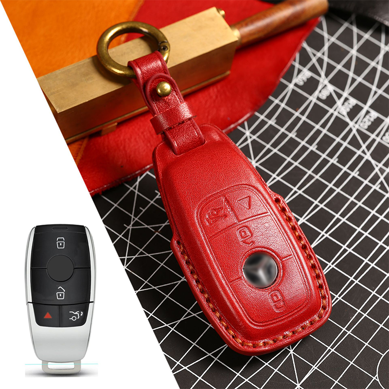 Suitable For Mercedes-Benz C-Class E-Class/GLK/R350/GL/GLC High-End Protection High-Quality Leather Key Cover