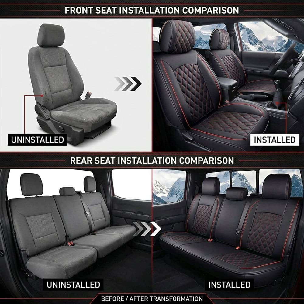 Custom Leather Car Seat Cover Full Set Fit For Ford F150 (2009-2026), F250, F350, F450(2017-2026)