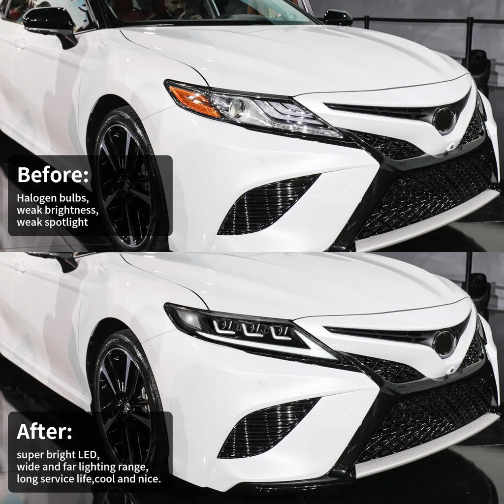 LED Headlights for Toyota Camry (2018–2023, 8th Gen) – Start-Up Animation & Projector Lens