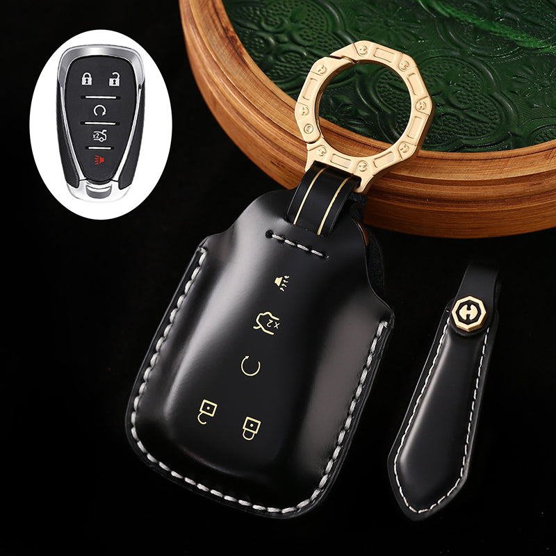 High-End Leather Key Cover Compatible with Chevrolet Malibu, Trailblazer, and Cruze