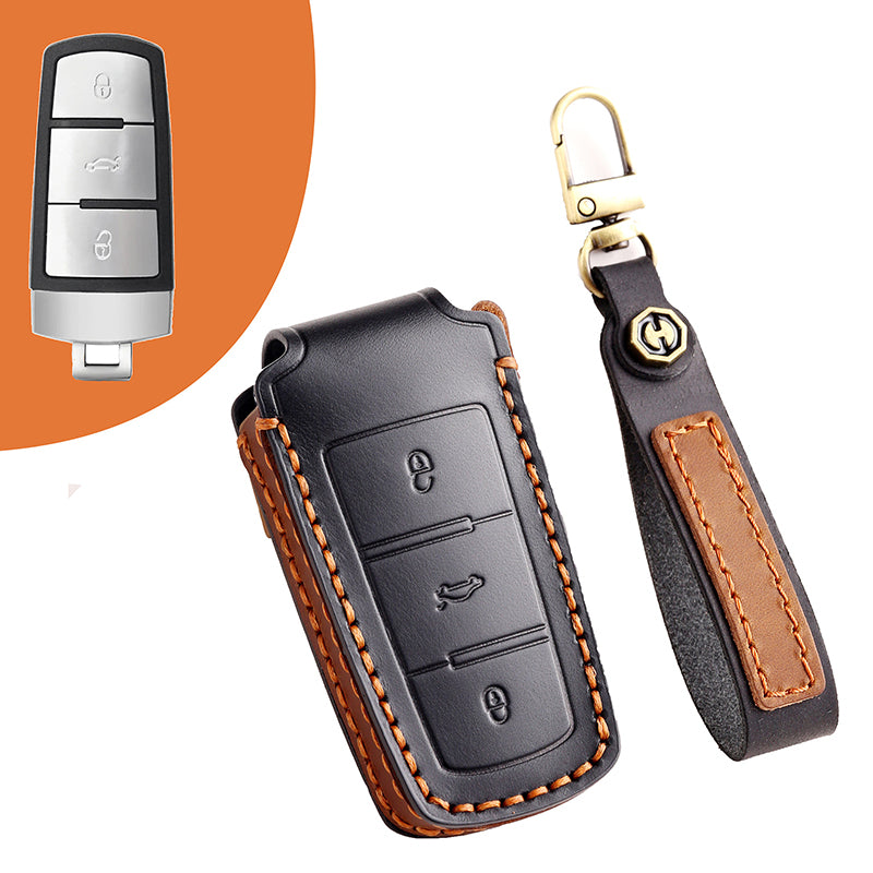 Genuine Leather Key Fob Cover for All 3-Button Volkswagen Key Fobs