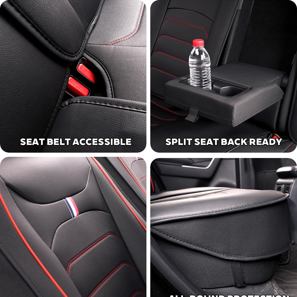 Universal Faux Leather Car Seat Covers 5-Piece Set – Waterproof, Easy Install, Fit SUV, Sedan & Truck