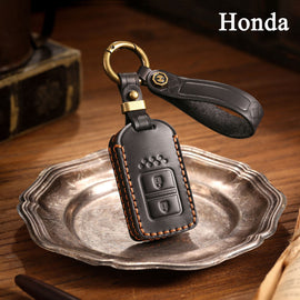 Genuine Leather Key Fob Cover for Honda Civic, Accord, Pilot, CR-V, HR-V, Insight, Odyssey