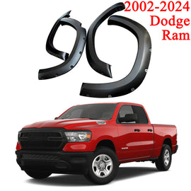 Fender Flares Compatible with 2002-2024 Dodge Ram 1500, Matte Black Wheel Arch Cover Protector, Set of 4