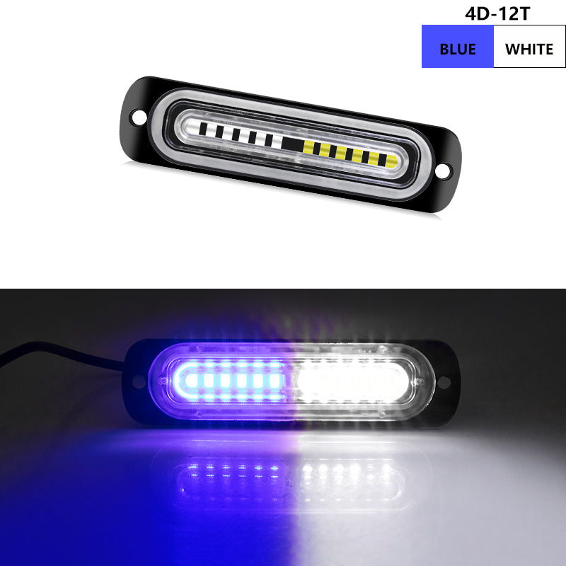 8pcs 12 LED Synchronous Function Emergency Strobe Grille Lights, Ultra-Thin Surface Mount Hazard Warning Flasher Chasing Lights