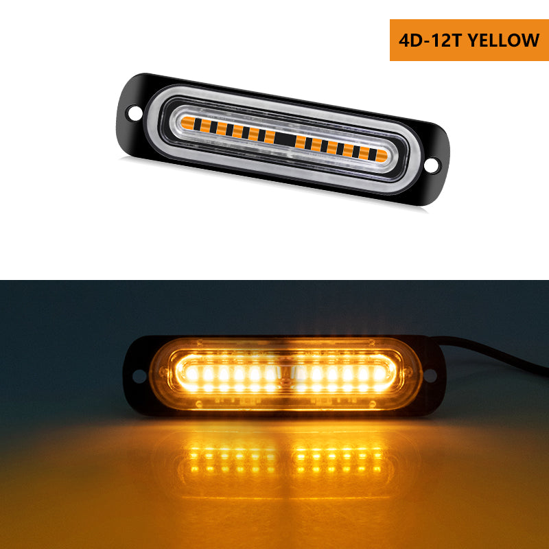 8pcs 12 LED Synchronous Function Emergency Strobe Grille Lights, Ultra-Thin Surface Mount Hazard Warning Flasher Chasing Lights