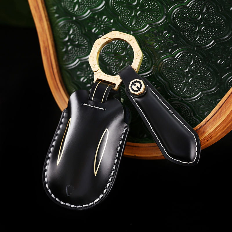 High-End Leather Key Case for Tesla Models 3, Y, S, and X