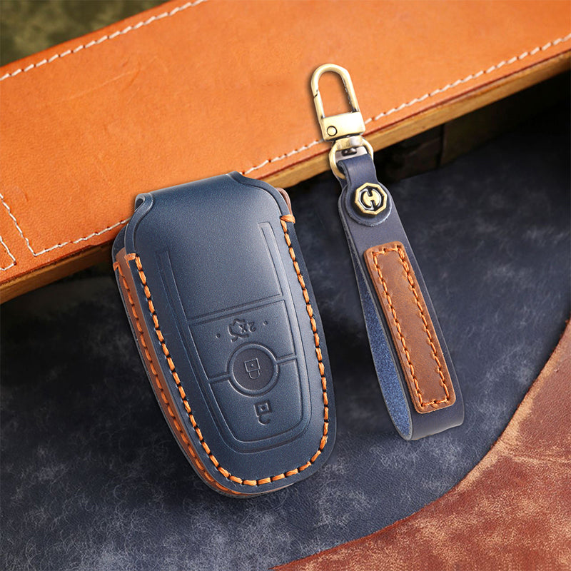 Genuine Leather Key Fob Cover for Ford Series (3-5 Buttons)