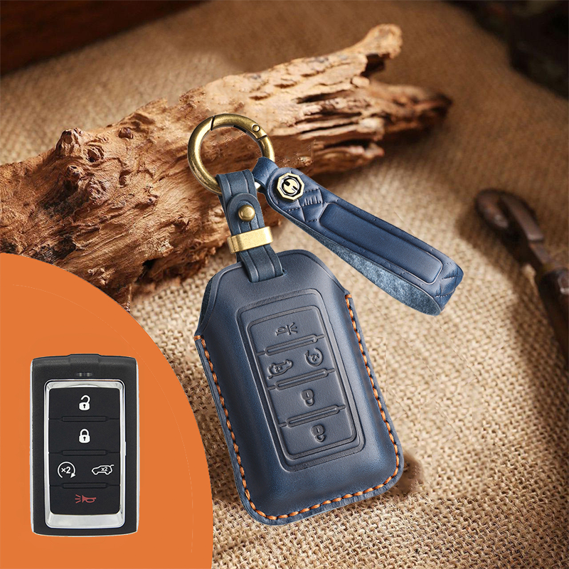 Genuine Leather Key Fob Cover for Jeep