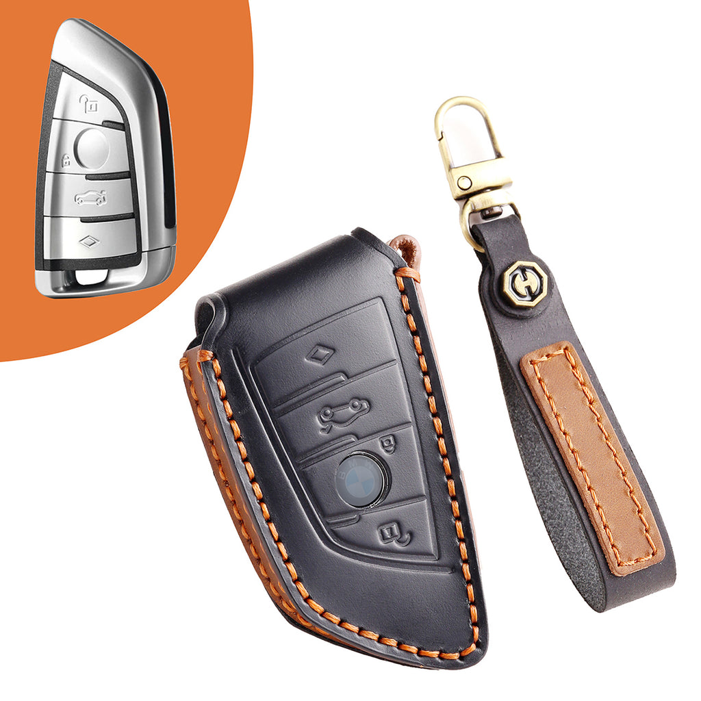 Leather Smart Car Key Protective Cover for BMW 3 5 7 Series x1 x2 x3 x4 x5 x6 x7 and Other Models