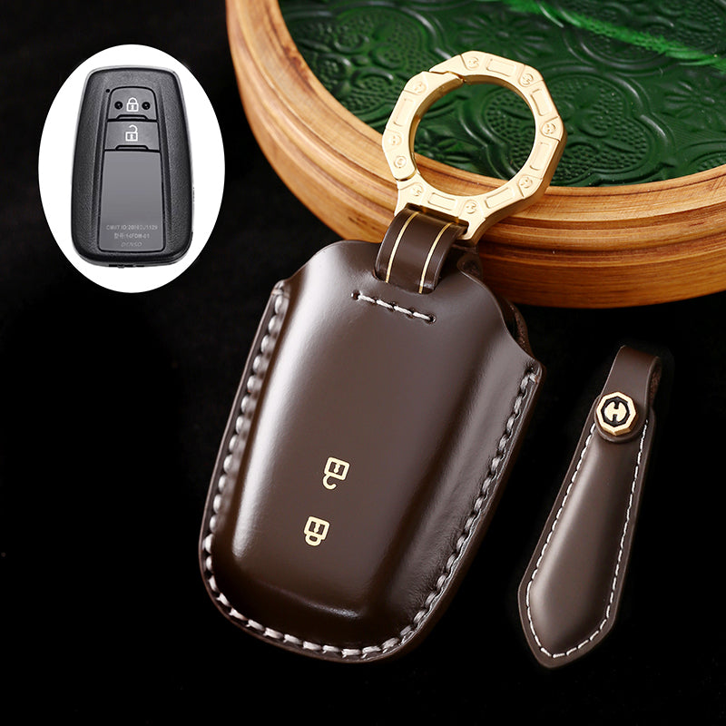 High-End Leather Key Cover with Gift Box, Suitable for Toyota Highlander, Alphard, Previa, and Vellfire