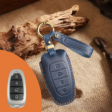 Load image into Gallery viewer, Genuine Leather Key Fob Cover for Hyundai 3-7 Button