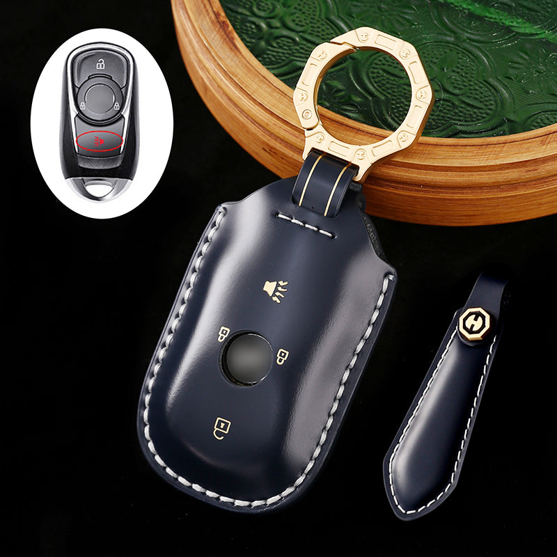 Genuine Cowhide Leather Key Fob Cover for Buick, Car Key Shell Case, Keychain Protector, Fits 3-7 Button Buick Key Fobs