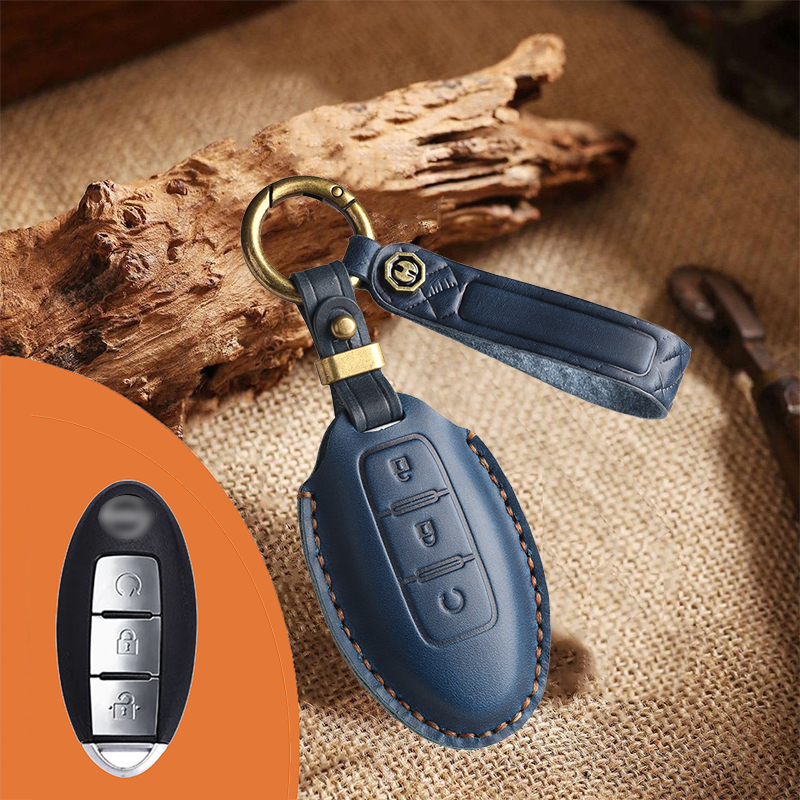 Genuine Leather Key Fob Cover for Nissan (3-5 Button)