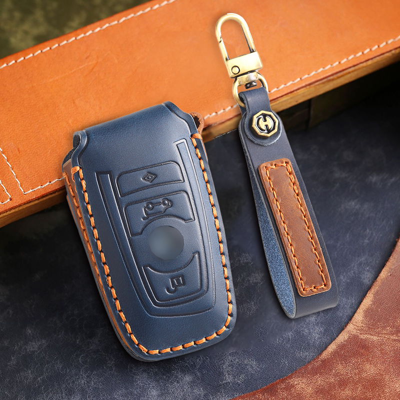 Genuine Leather Key Fob Cover for BMW 3, 5, and 7 Series, X1, X2, X3, X4, X5, X6, X7, and Other Models