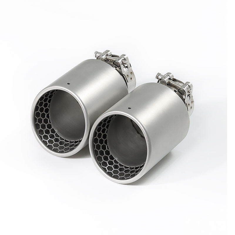 1pcs Matte Stainless Steel Car Decorative Muffler Modified Honeycomb Exhaust Tail Throat Exhaust Pipe