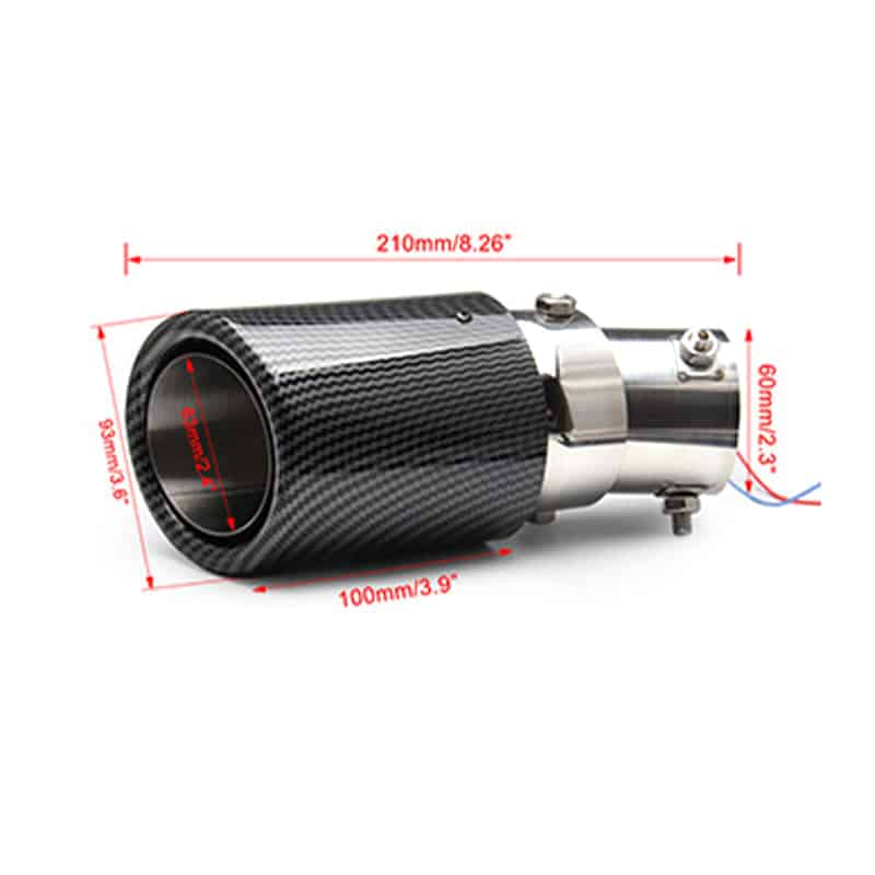 2.25-inch LED exhaust pipe 60/63mm exhaust tip General Motors carbon fiber tailpipe (red/blue light)