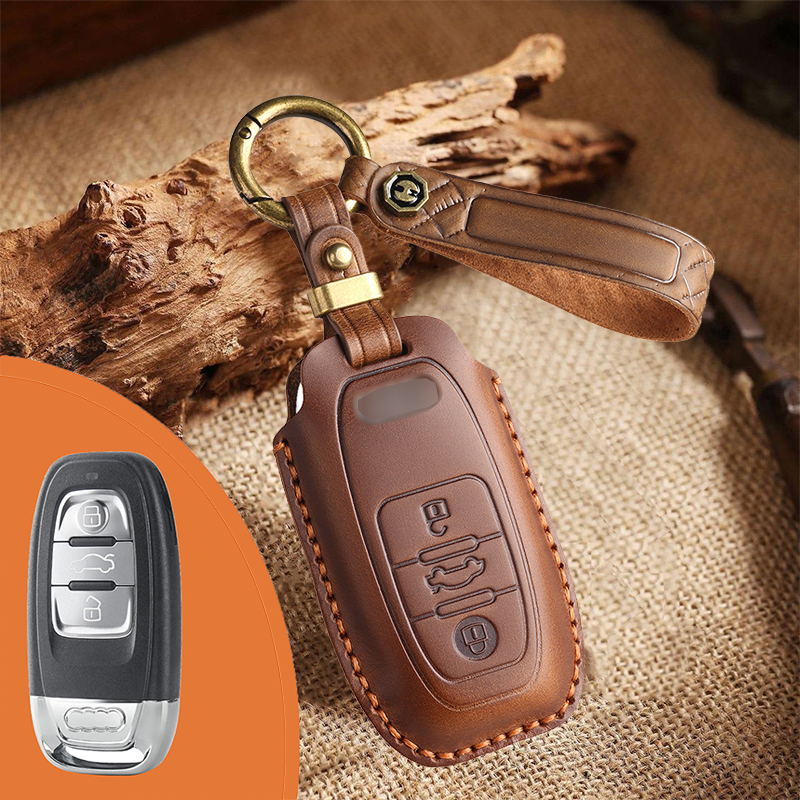 Genuine Leather Key Fob Cover for Audi