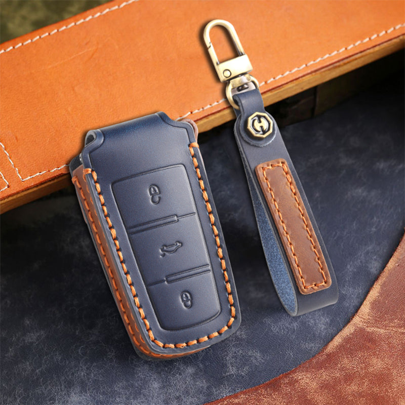 Genuine Leather Key Fob Cover for All 3-Button Volkswagen Key Fobs