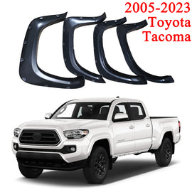 Fender Flares for 2005-2023 Toyota Tacoma , Pocket-Riveted Style ABS Thermo Plastic, Matte Black