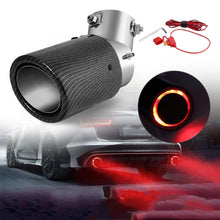 Load image into Gallery viewer, 2.25-inch LED exhaust pipe 60/63mm exhaust tip General Motors carbon fiber tailpipe (red/blue light)