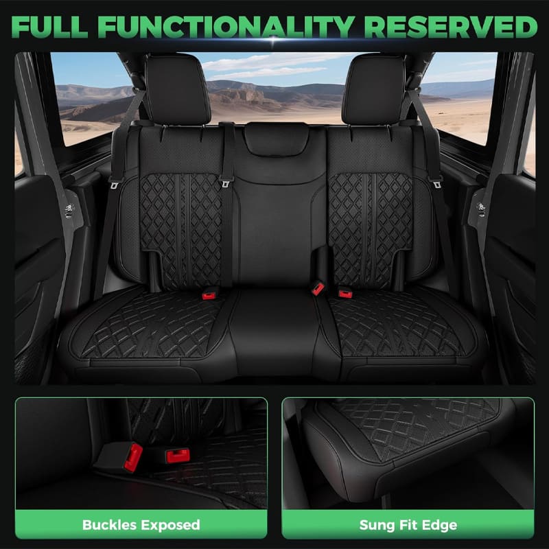 Jeep Wrangler JK JL Seat Covers 2007–2026 2 Door & Unlimited Custom Fit Leather