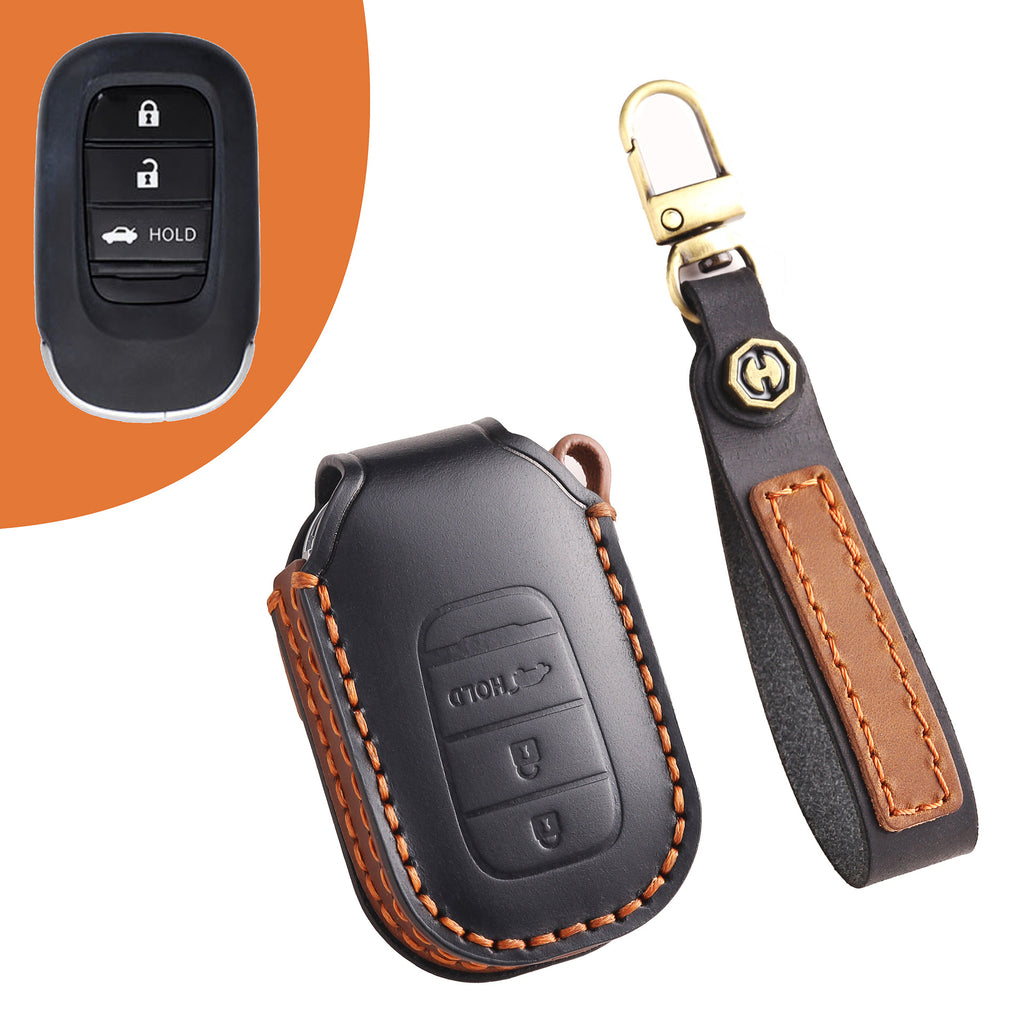 Leather Car Key Covers for Honda Models Accord Civic CR-V HR-V Pilot