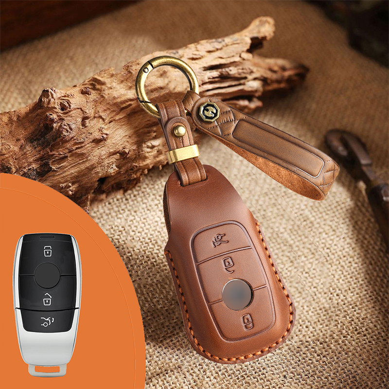 Genuine Leather Key Fob Cover for Mercedes-Benz