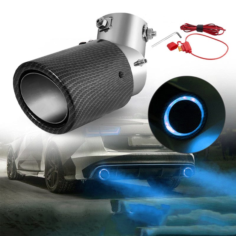 2.25-inch LED exhaust pipe 60/63mm exhaust tip General Motors carbon fiber tailpipe (red/blue light)