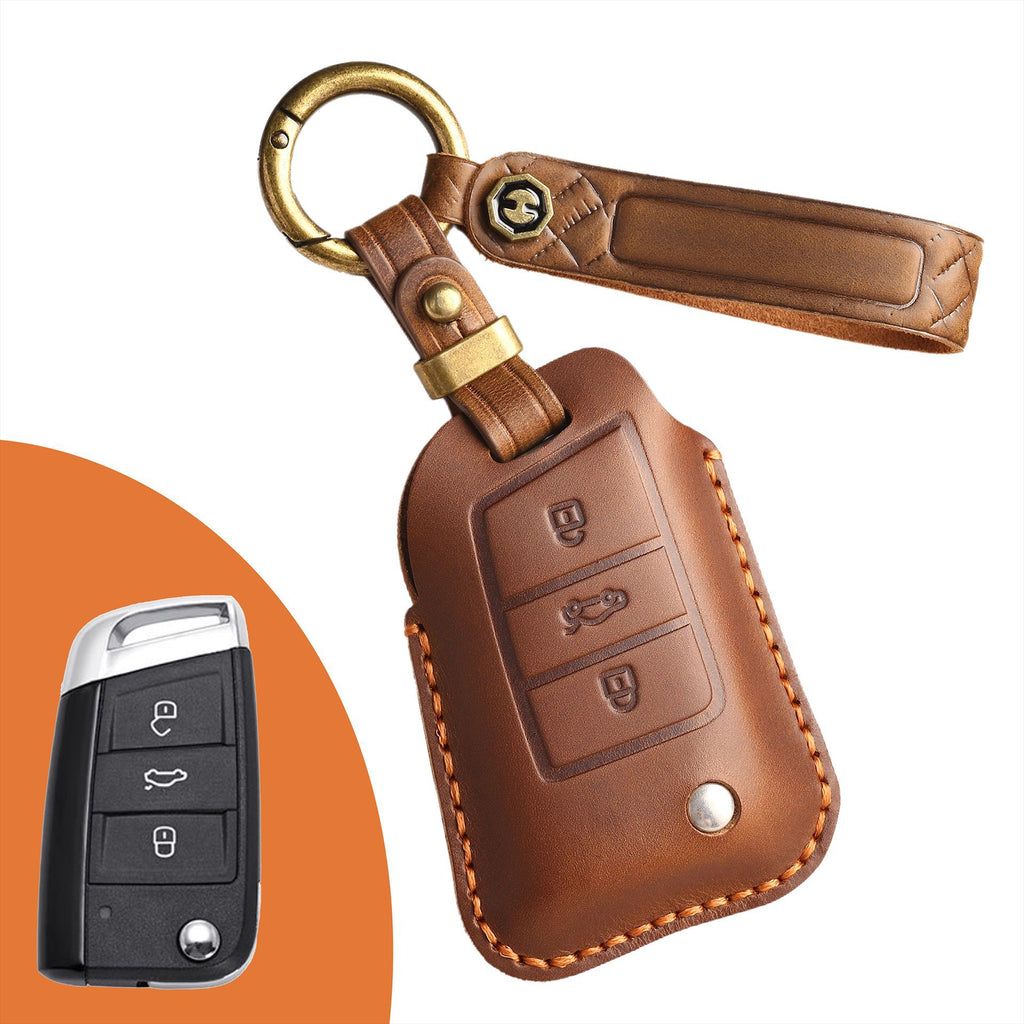 Vintage Handmade Luxury Leather Key Fob For All Volkswagen Models