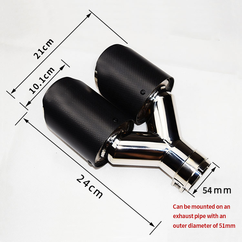 2.1-2.6-inch Carbon Fiber Tailpipe Double Stainless Steel Tailpipe Universal Bolts