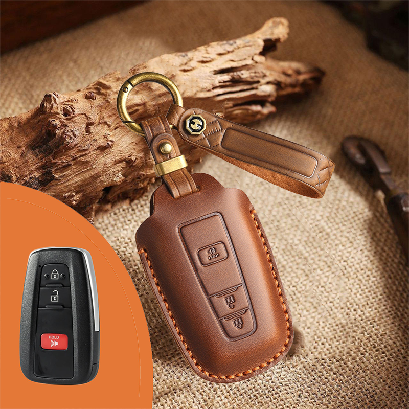 Genuine Leather Key Fob Cover for Toyota