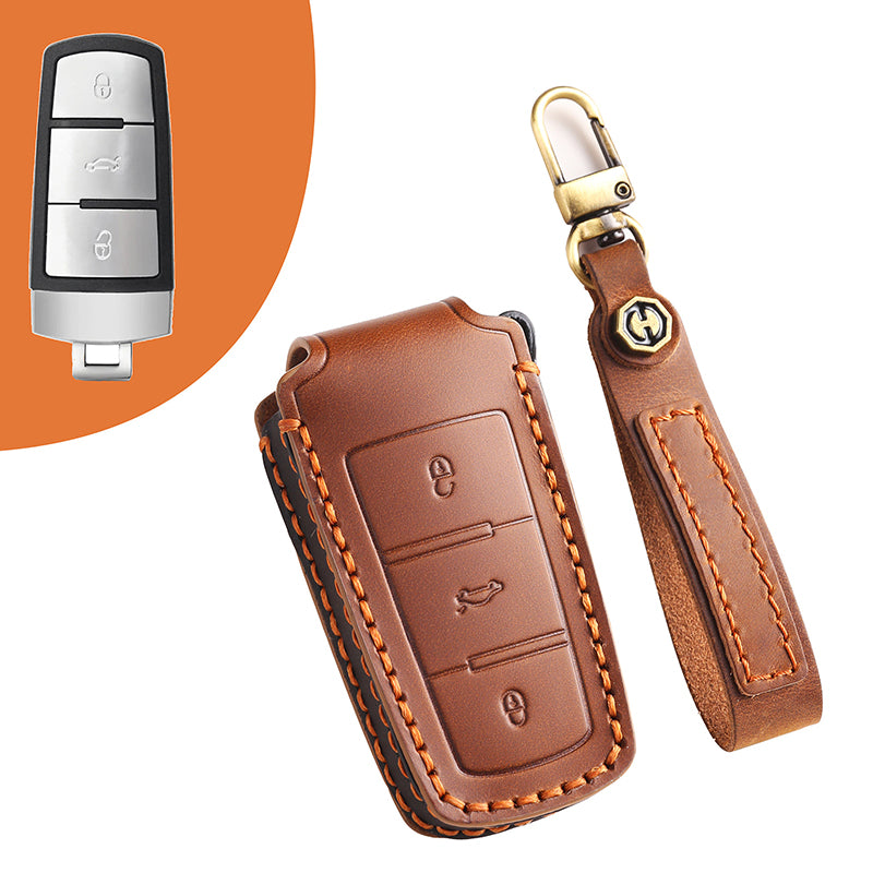 Genuine Leather Key Fob Cover for All 3-Button Volkswagen Key Fobs