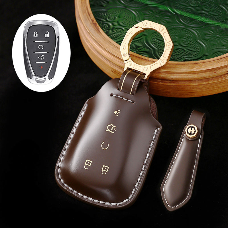 High-End Leather Key Cover Compatible with Chevrolet Malibu, Trailblazer, and Cruze