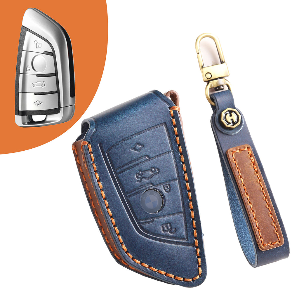 Leather Smart Car Key Protective Cover for BMW 3 5 7 Series x1 x2 x3 x4 x5 x6 x7 and Other Models