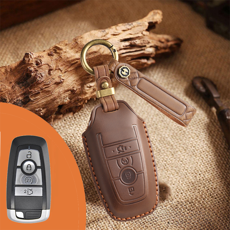 Genuine Leather Key Fob Cover for Ford (3-5 Buttons)