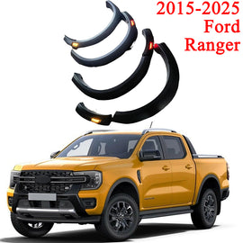 Matte Black LED Fender Flares for 2015-2025 Ford Ranger T7, T8, T9 – Modified Fender Arch Protector, Mudguard, and Body Kit