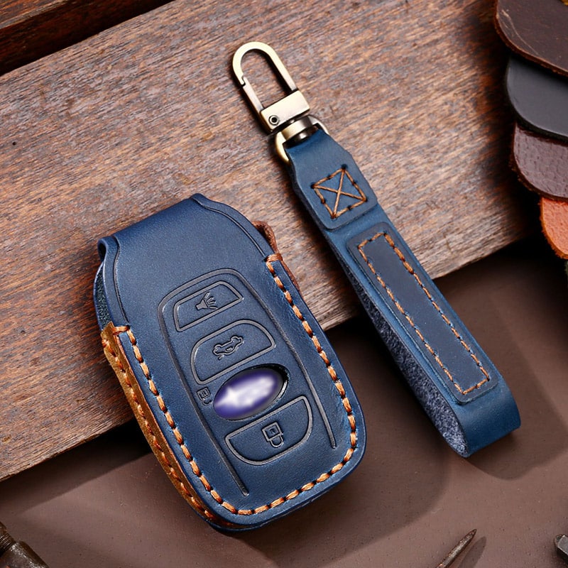 Leather Smart Car Key Cover Case for Subaru Outback, Forester, Impreza, Legacy, and XV