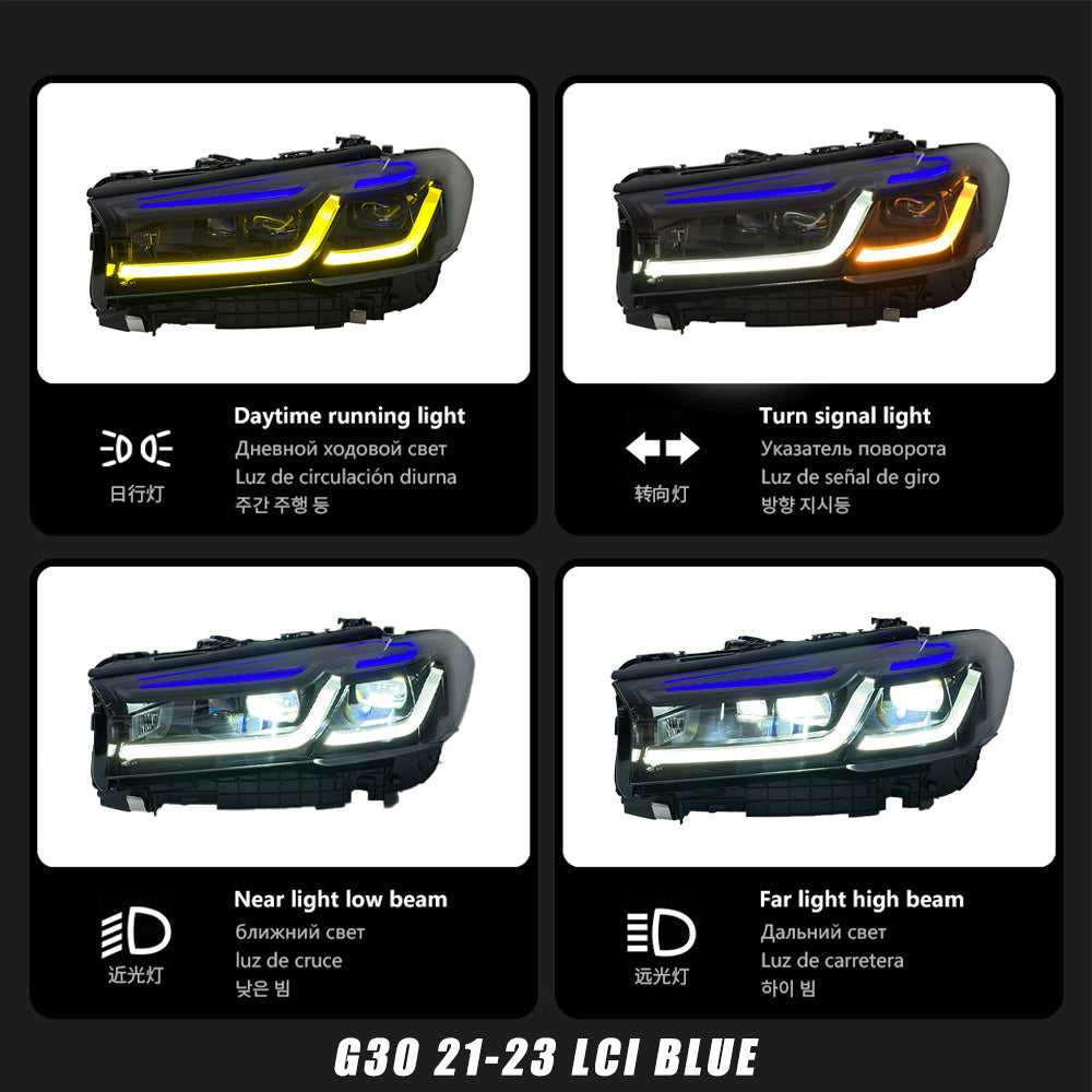 Laser Style LED Headlights for BMW G30 5 Series 2018-2023 LCI/Pre-LCI