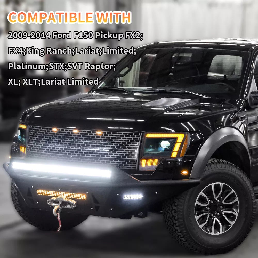 For Ford F-150 LED Projector Headlights 2009–2014 Sequential Turn Signal Plug and Play Front Lamp Assembly