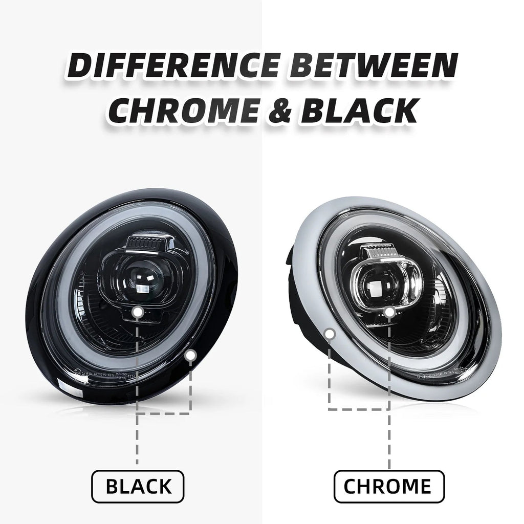 Compatible LED Projector Headlights for Mini Cooper R50 R52 R53 2001–2007 with Sequential Turn Signals and Dynamic DRL